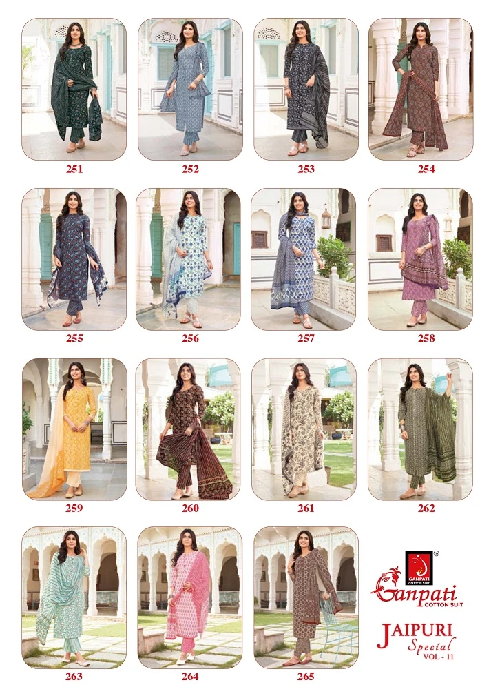 Ganpati Jaipuri Special Vol 11 Cotton Wholesale Salwar Suit Catalog — Wholesale Salwar Suits, Ganpati wholesale from Surat — view 16